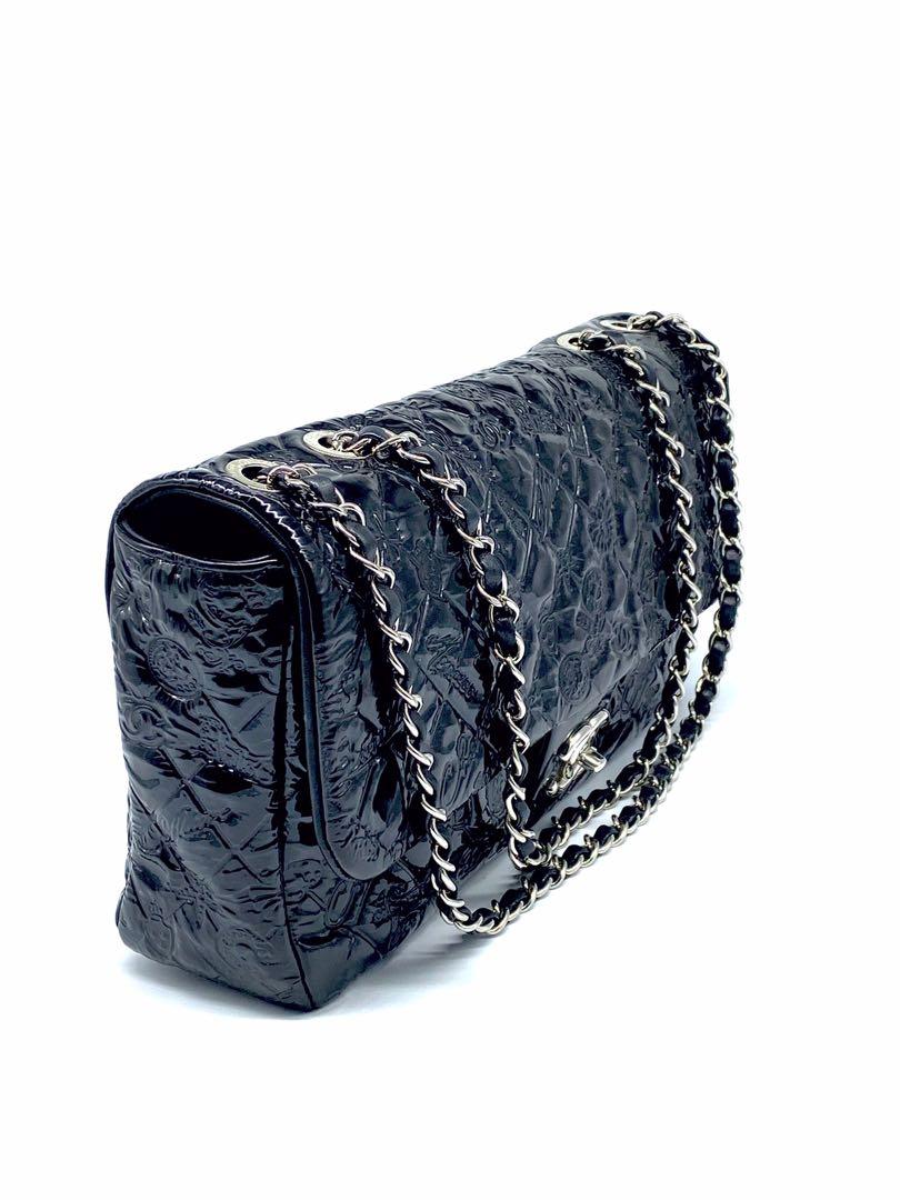 Chanel Mademoiselle Biarritz No 5 Monaco Paris Black Patent Flap Bag