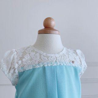 CHINONETKITA : Willow Girl Set In Light Blue With Off White French Lace