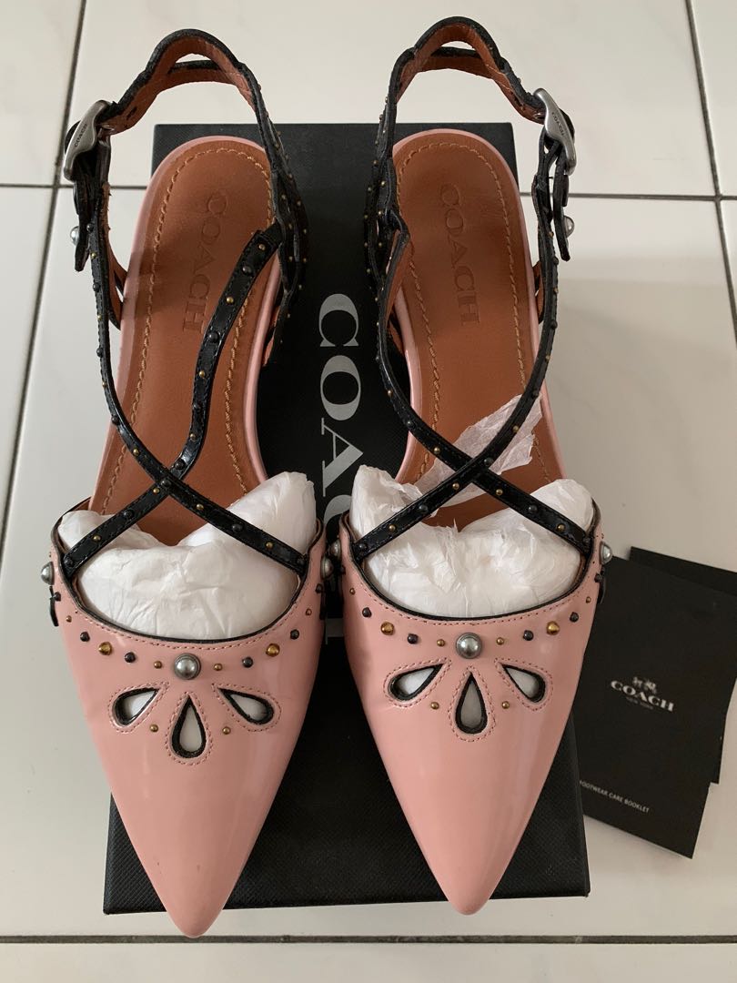 REPRICE-Coach Pointy Sling Back Flats 