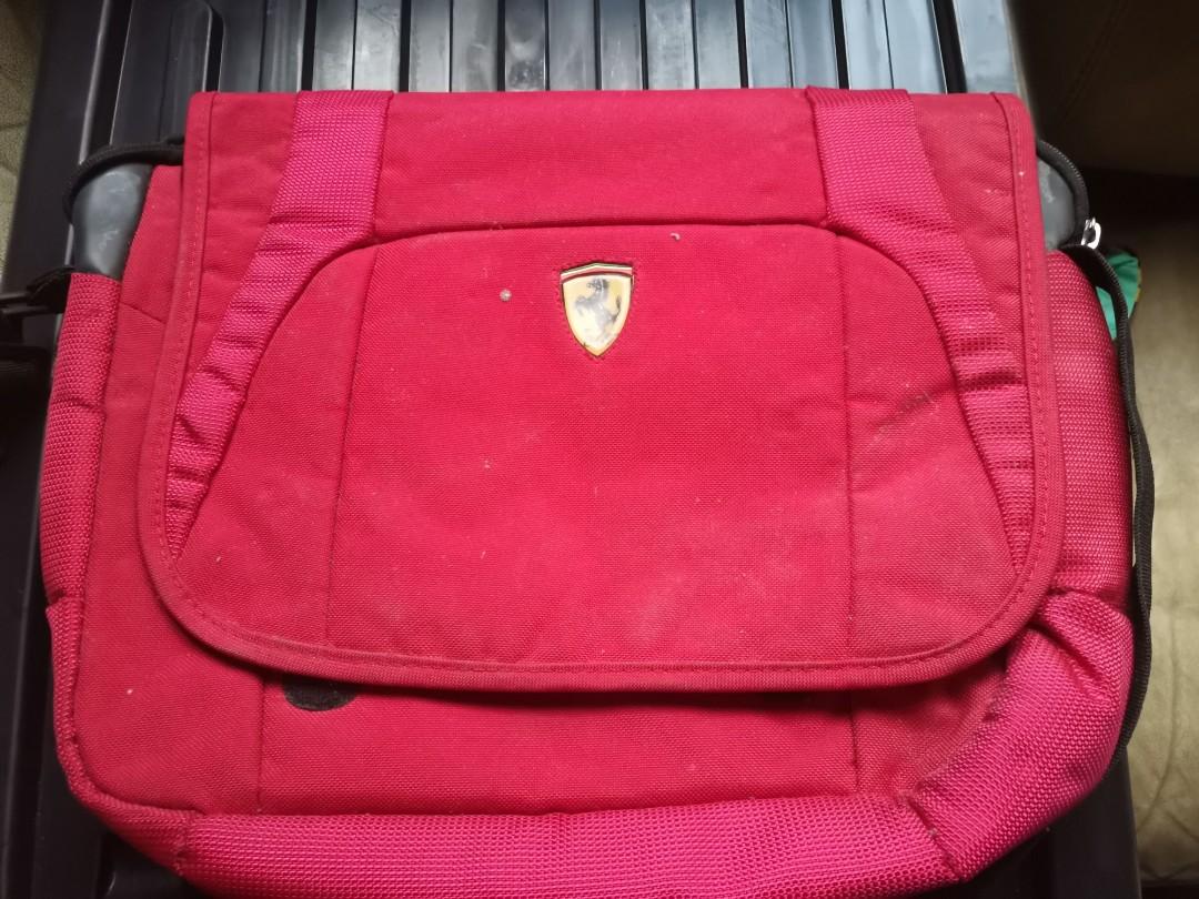 Ferrari Red Laptop Bag (Category: Laptop Bags & Sleeves) located in Quezon City. Submitted by liz11888 (Listing ID 1154061558, Image 1). Description: Has signs of usage Delivery c/o buyer Payment: online bank or gcash.
