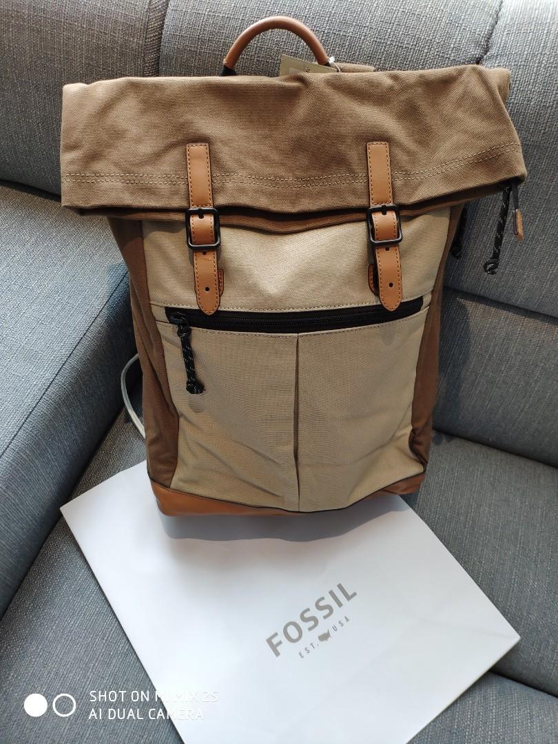 Fossil canvas backpack sales