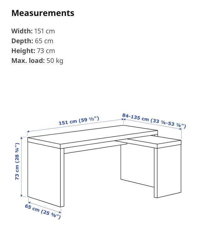 IKEA MALM Table with Monitor Stand, Furniture & Home Living, Furniture