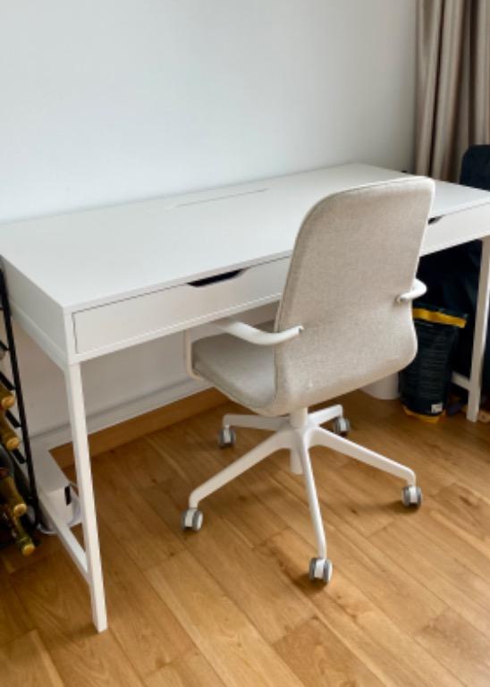 Ikea Alex White Table and Chair, Furniture & Home Living, Furniture