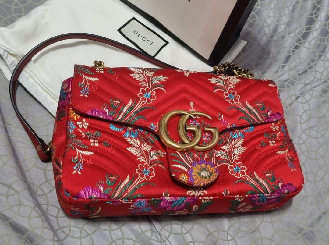 Gg marmont floral hotsell jacquard shoulder bag