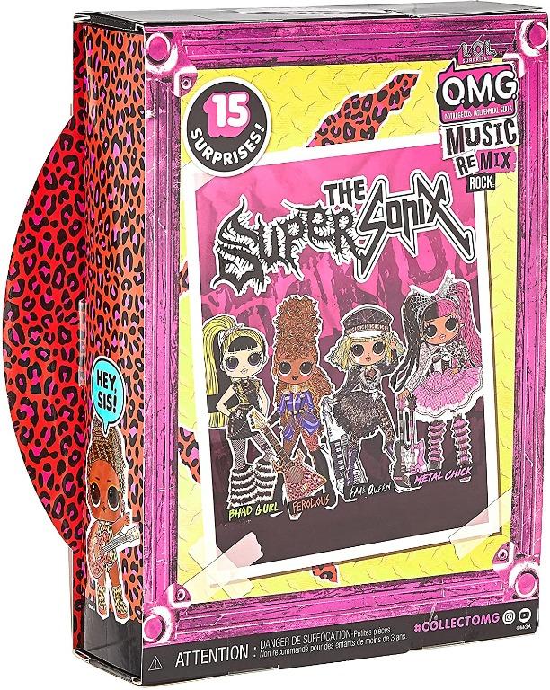 LOL Surprise OMG Remix Rock Ferocious Fashion Doll with 15 Surprises Including Bass Guitar ...