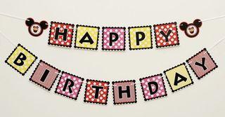 Mickey Mouse Theme Happy Birthday Banner