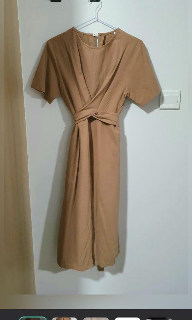 Mod parade wrap dress - fern green and tan brown, Women's Fashion, Dresses  u0026 Sets, Dresses on Carousell
