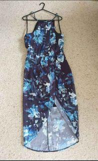 Navy floral midi dress