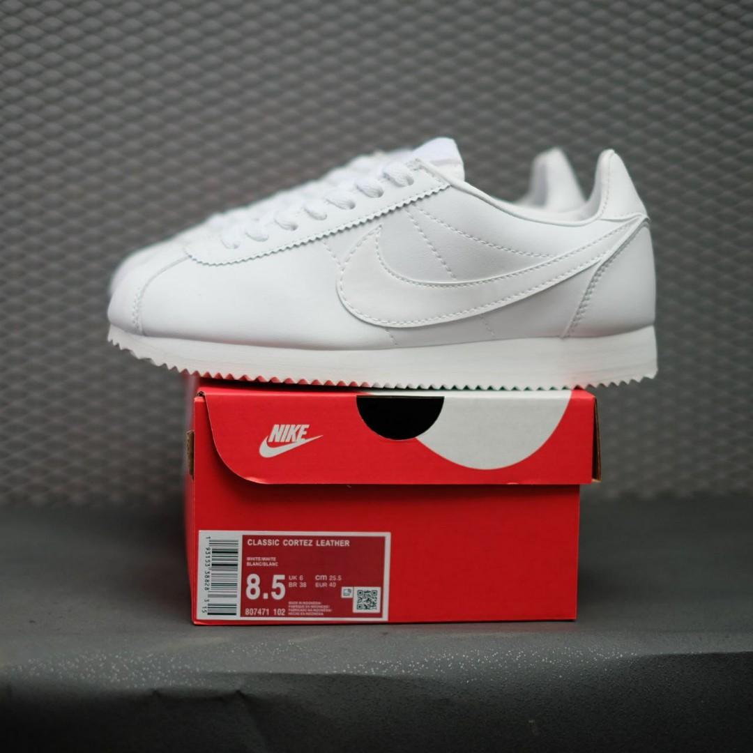 nike cortez leather white