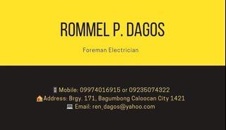On Call Electrician/ Foreman