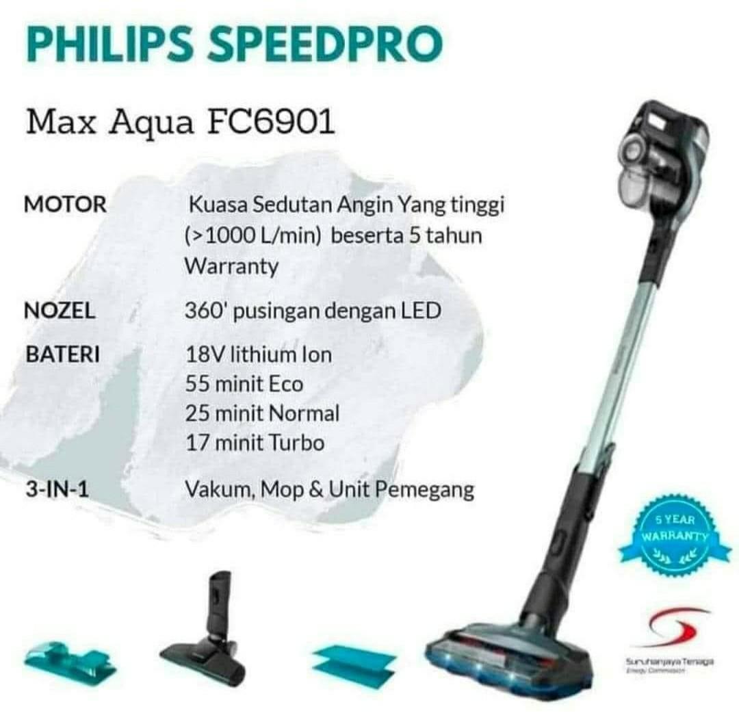 PHILIPS VACUUM SPEEDPRO MAX AQUA CORDLESS STICK CLEANER FC6901, TV
