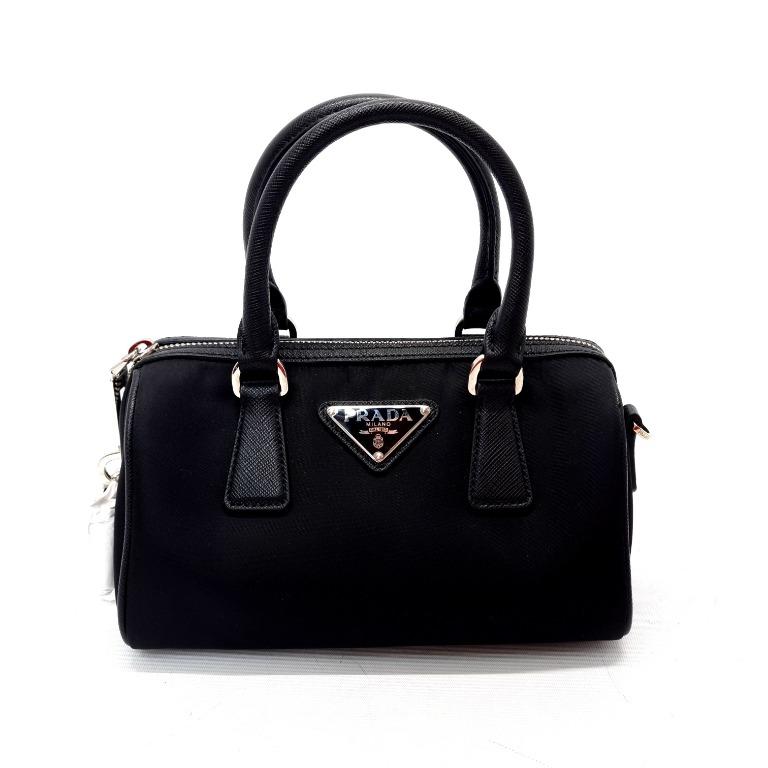 Prada 1BB846 Nylon Mini Boston Re-Edition with Pouch Shw (Black)