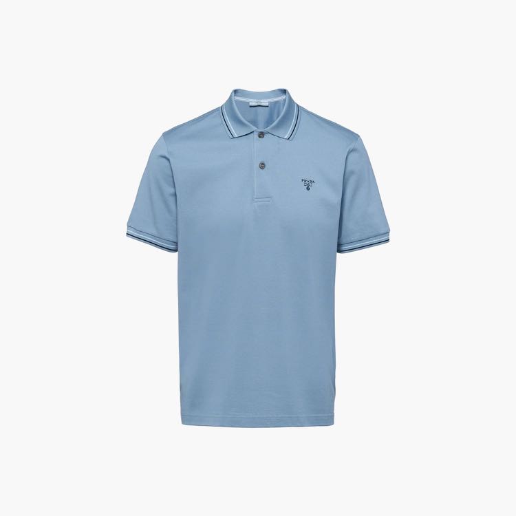 Prada Beige/Blue Cotton Pique Polo T-Shirt M Prada