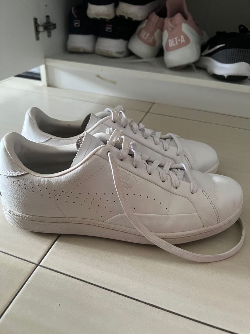 Puma white leather sneakers hotsell