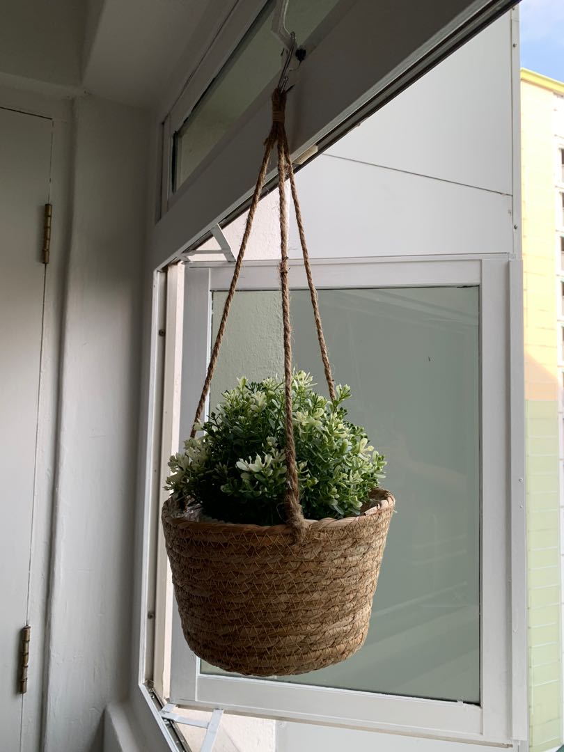 Rattan hanging plant pots hanger , Furniture & Home Living, Gardening, Pots & Planters on Carousell