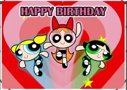 [Ready Stock]The Powerpuff Girls Happy Birthday banner backdrop ...