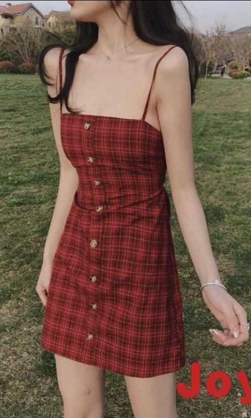 Aesthetic discount plaid dress