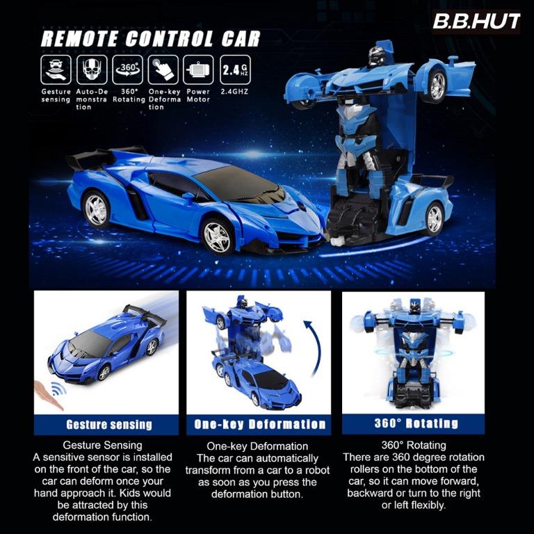 Gesture sensing remote control robot one button transformation car toy shop