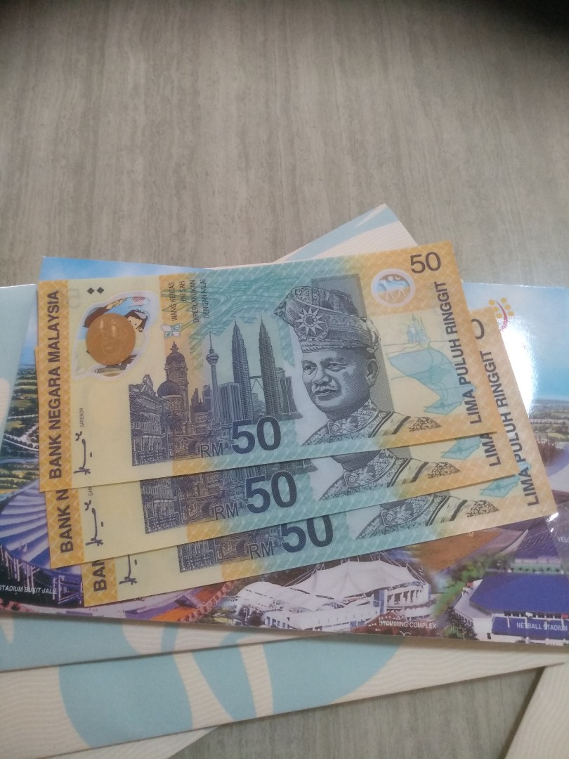 RM 50 SUKOM Commonwealth games 1998 commemorate banknotes with folder ...
