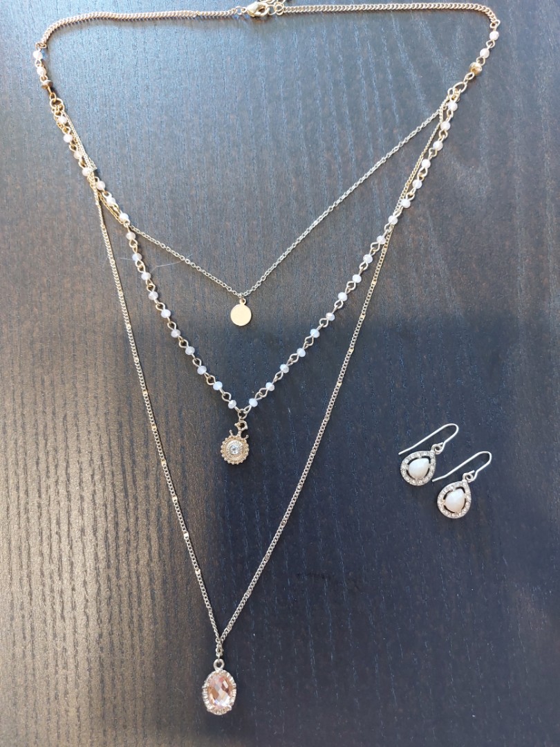 Rose Gold colour Necklace and Earrings 