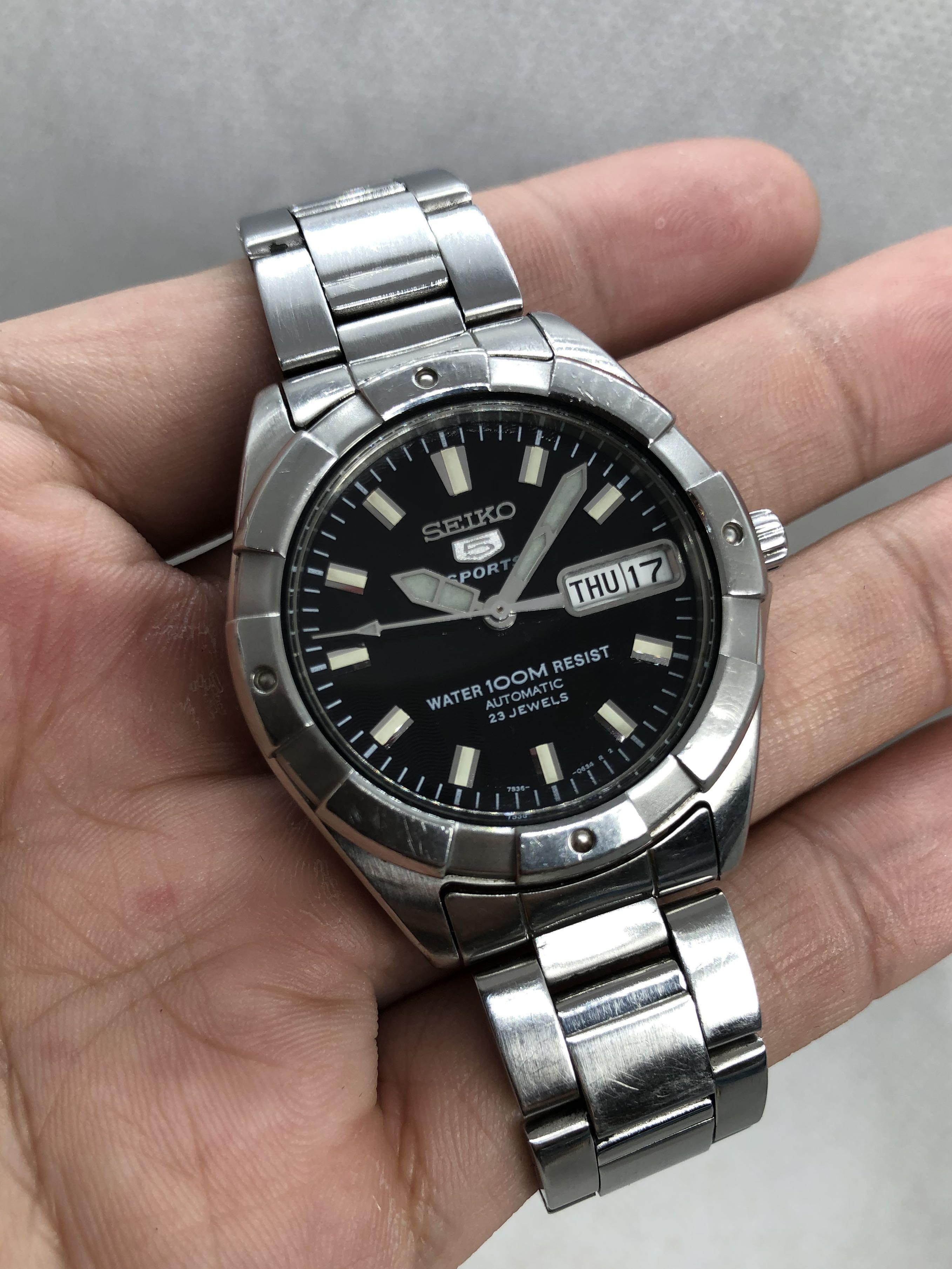 Seiko 5 Sports 36mm Black Automatic, Luxury, Watches on Carousell