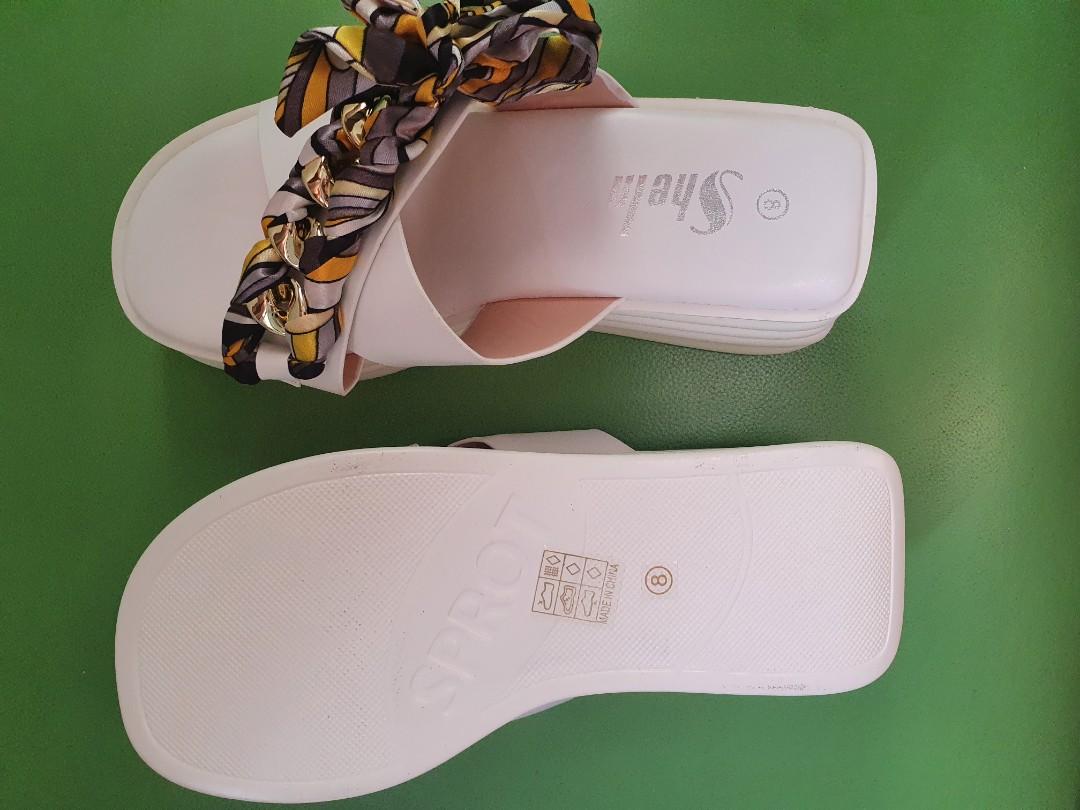 White ribbon sandals on sale