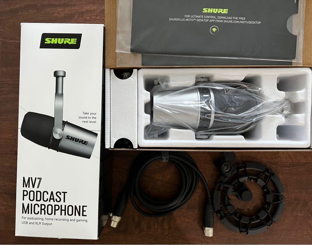 Shure MV7 with Shock Mount and XLR cable, Audio, Microphones on Carousell