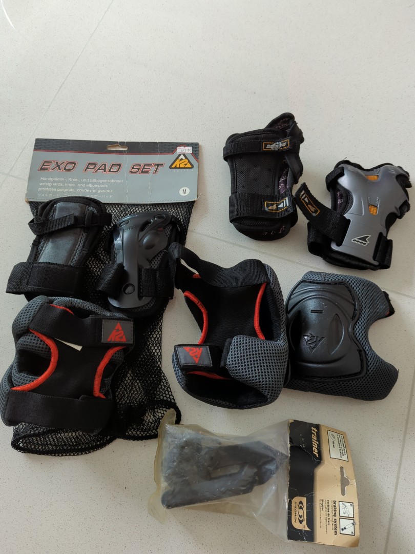Skating pad set knees hands and trainer brake set, Sports Equipment