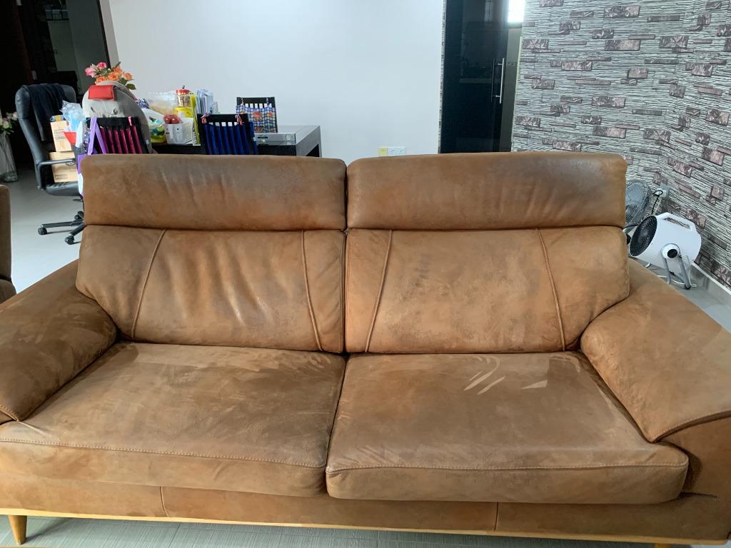 Suede Leather Sofa 3 Seater