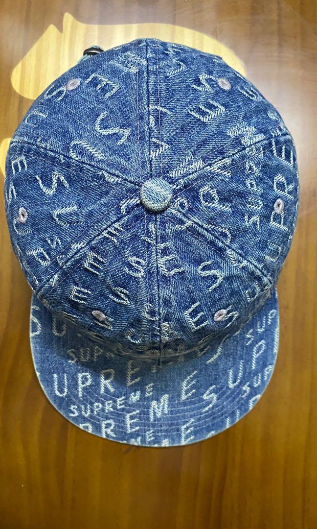 Supreme Warp Jacquard Logos Denim Cap(Original Worm Once), Men's