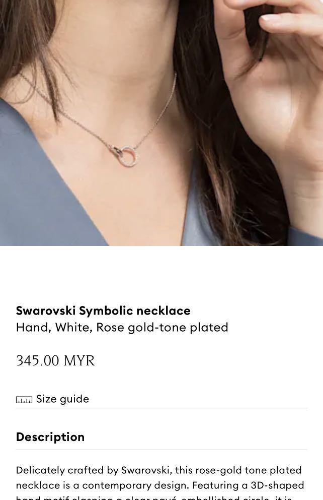 Swarovski Symbolic necklace, Hand, White, Rose gold-tone plated