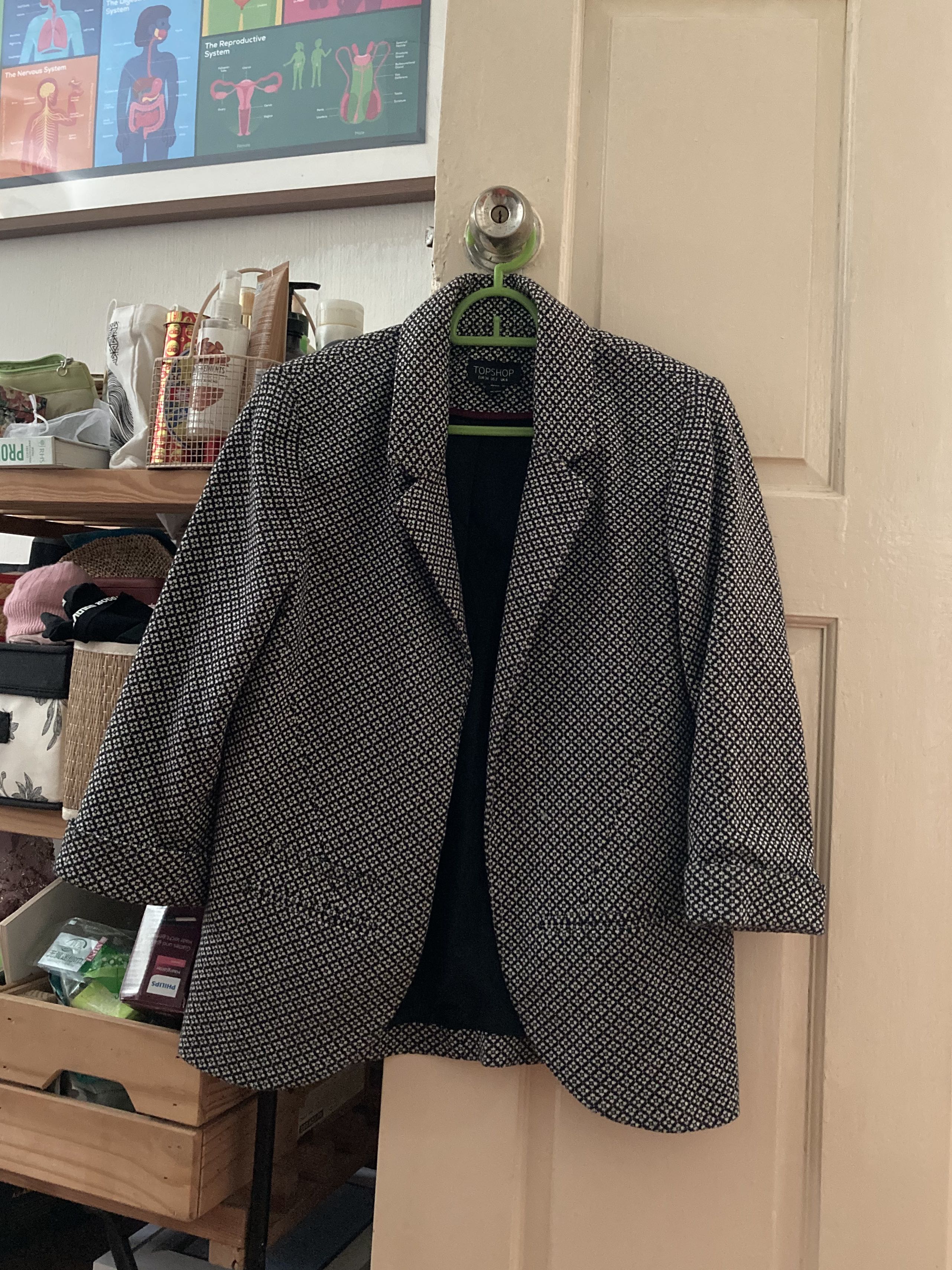 Womens Coats Topshop Houndstooth Coat Belted Coat Topshop Checked