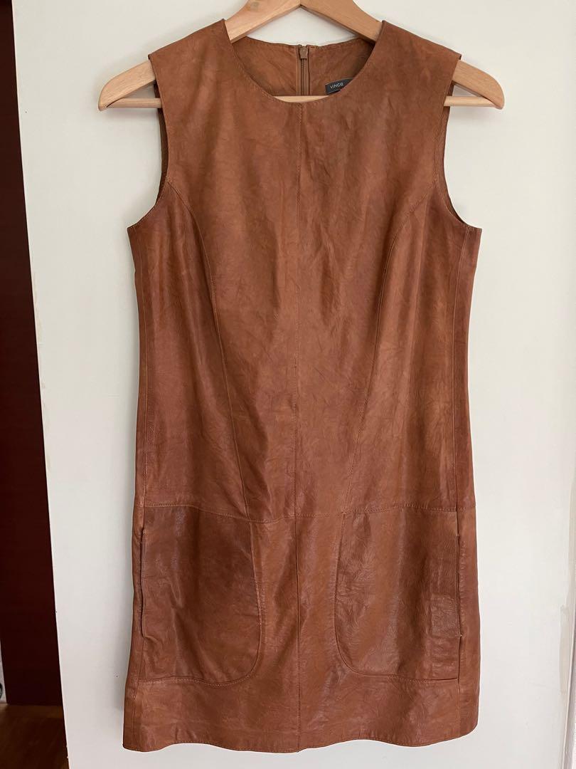 Vince leather mini shift dress US size 2 Women s Fashion