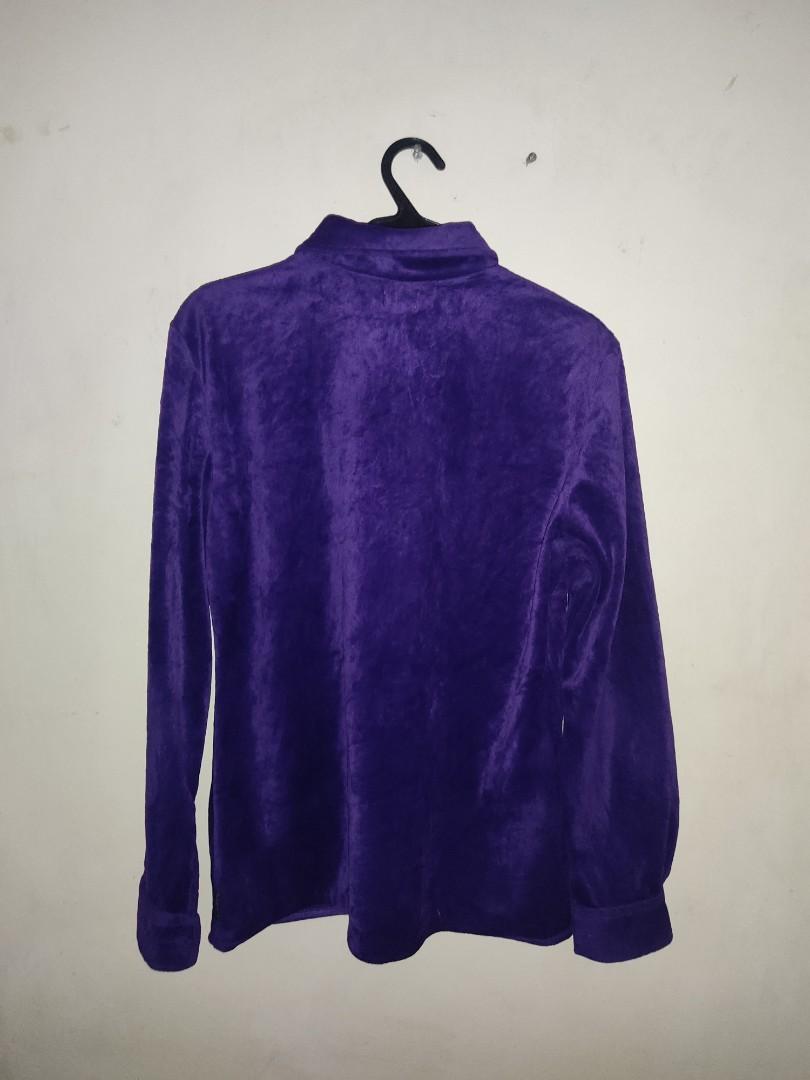 Vintage Armani Jeans velour button down (Category: Blouses) located in Angeles City. Submitted by Archive21 (Listing ID 1153320371, Image 2). Description: Vintage Armani Jeans velour violet button down (Authentic) Fits S-Semi L in women Shipping to be handled by the buyer Mode of Payment: Gcash Courier: LBC.
