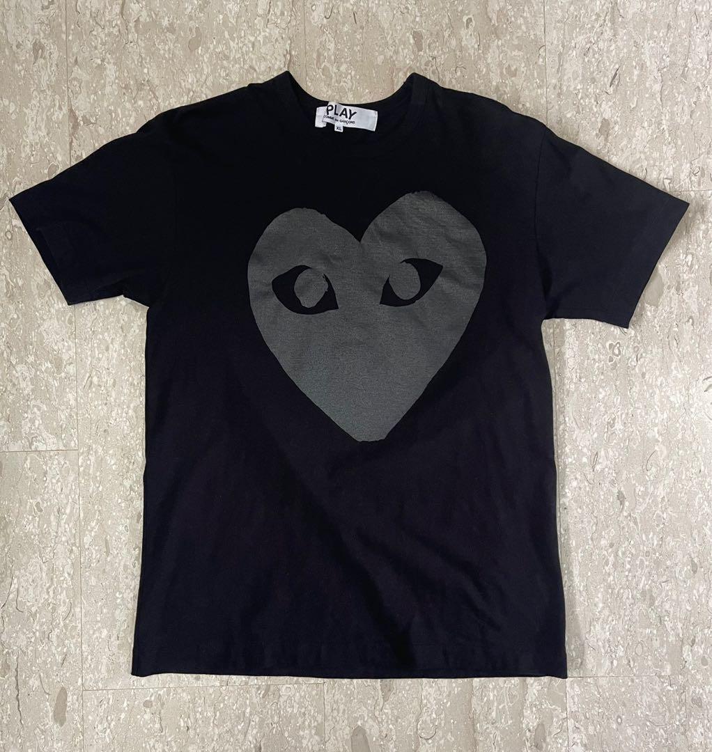 XL CDG Play Comme des Garcons Big Heart Tee Black Men s Fashion Tops Sets Tshirts Polo Shirts on Carousell