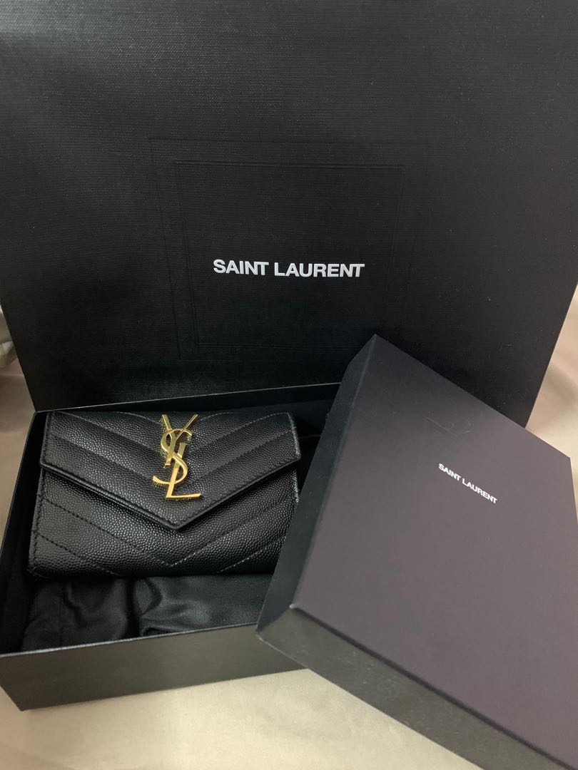 YSL Monogram Small Leather Wallet, Luxury, Bags & Wallets on Carousell