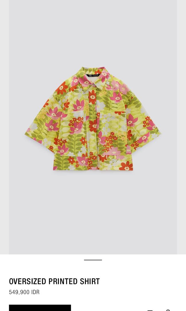 Zara shirt flower print, Fesyen Wanita 