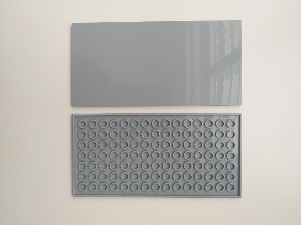 1 x Lego Compatible Smooth Flat Tile 8 x 16 Light Grey