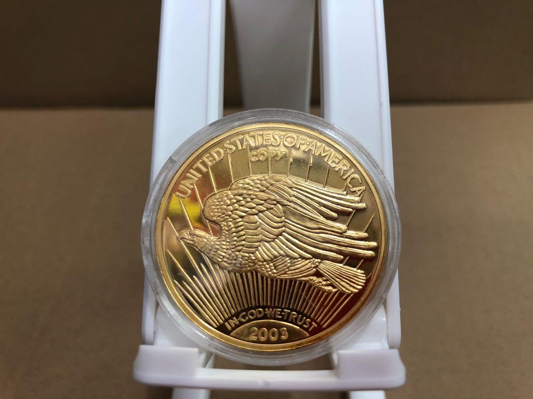 全球紀念章錢幣系列）美國鑄幣局1933-2003年超罕有鷹揚金幣+自由女神銀幣紀念金章鷹揚、自由女神限定版外層有膠幣盒保存（美國黃金年代