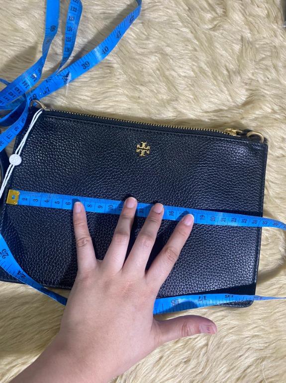 AUTHENTIC Tory Burch Blake Double Zip Slim Black Leather Cross Body Bag