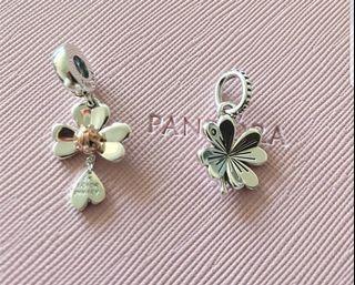 🌟BIG SALE🌟PANDORA AUTHENTIC ROSE CLOVER AND LADY BIRD HANGING CHARM AND LUCKY FOURLEAF CLOVER NECKLACE PENDANT --950 EACH