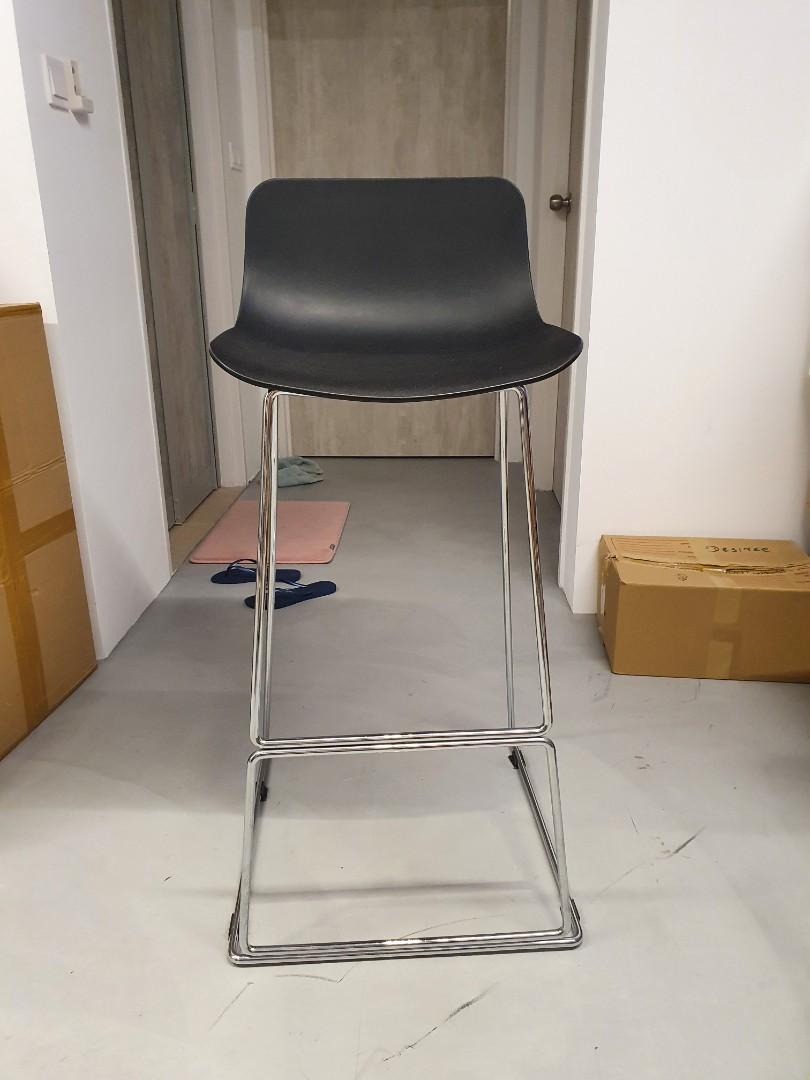 Black bar stools with backing, solid built, Furniture & Home Living