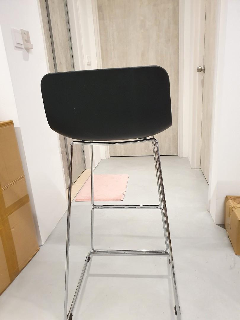 Black bar stools with backing, solid built, Furniture & Home Living