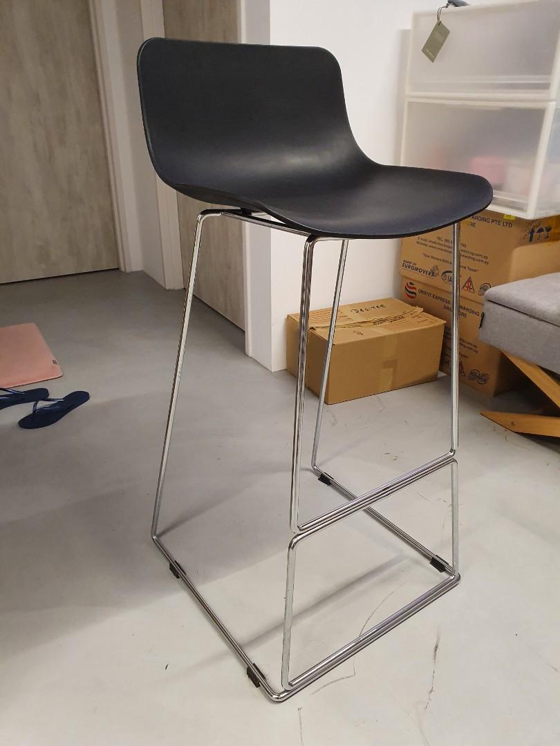 Black bar stools with backing, solid built, Furniture & Home Living