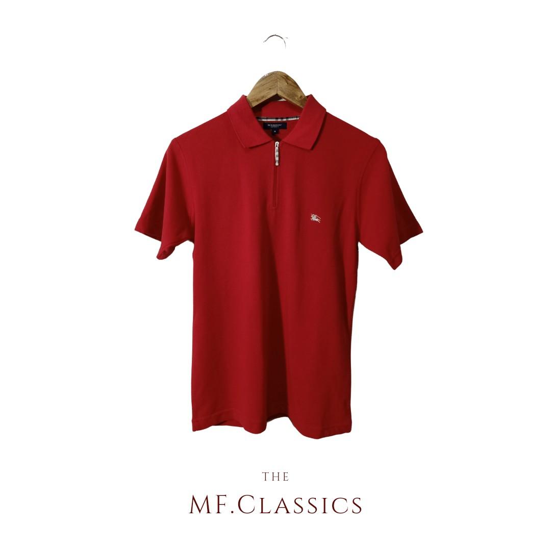 Burberry Quarter Zip Polo Shirt Red 26 L 18 W