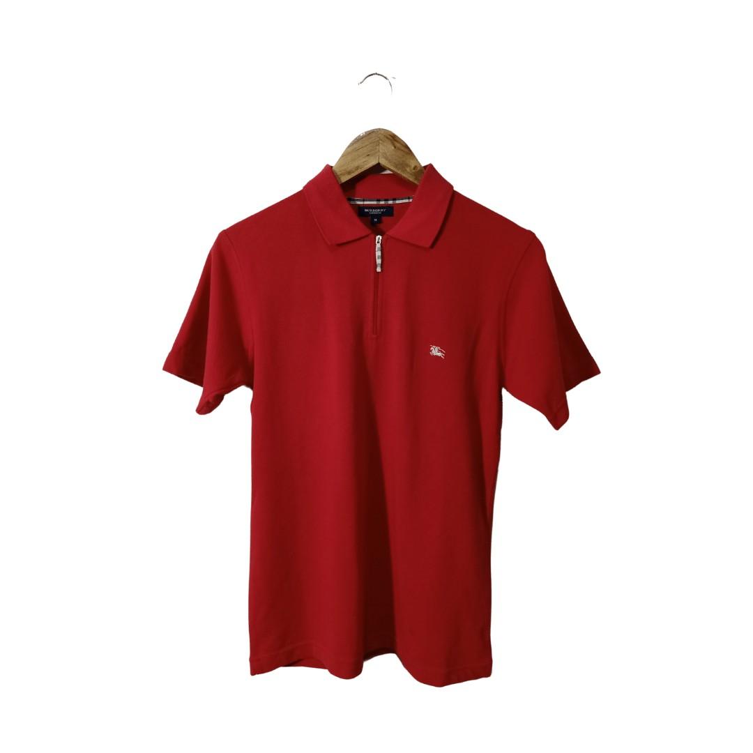 Burberry Quarter Zip Polo Shirt (Red) - 26 L 18 W, Men's Fashion, Tops &  Sets, Tshirts & Polo Shirts on Carousell