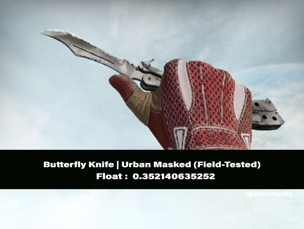 Butterfly Knife Urban Masked FT CSGO SKINS KNIVES, Video Gaming, Gaming