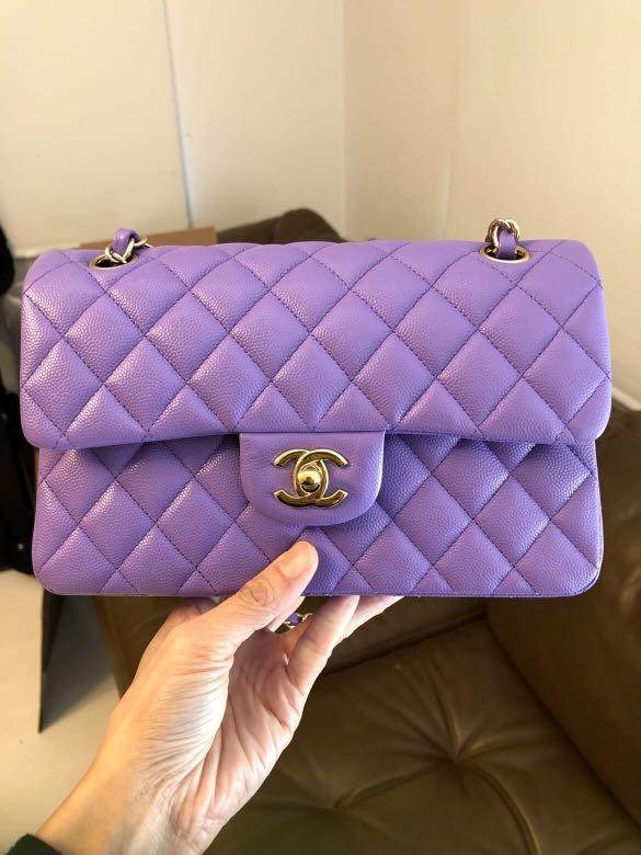 20S chanel purple small classic flap, Luxury, Bags & Wallets on