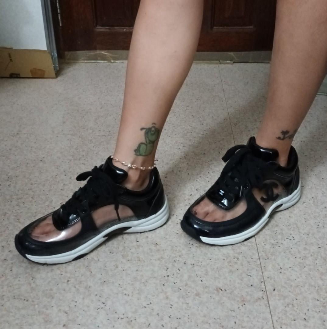 Chanel CC Logo BLACK TRANSPARENT Sneakers, & Footwear on Carousell