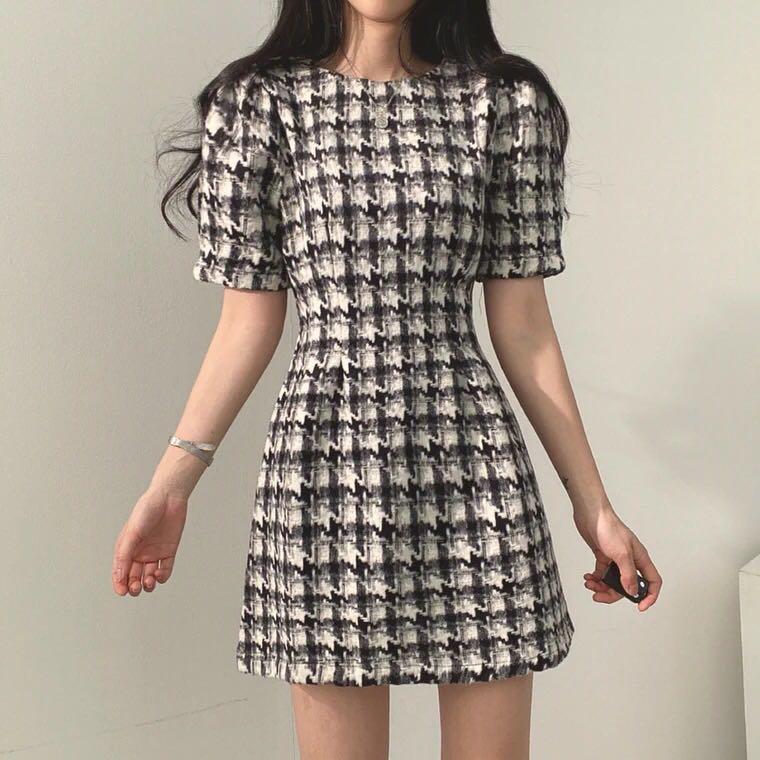 Checkered Black Dress (extra thick) - winter dress, Women's Fashion,  Muslimah Fashion, Dresses on Carousell